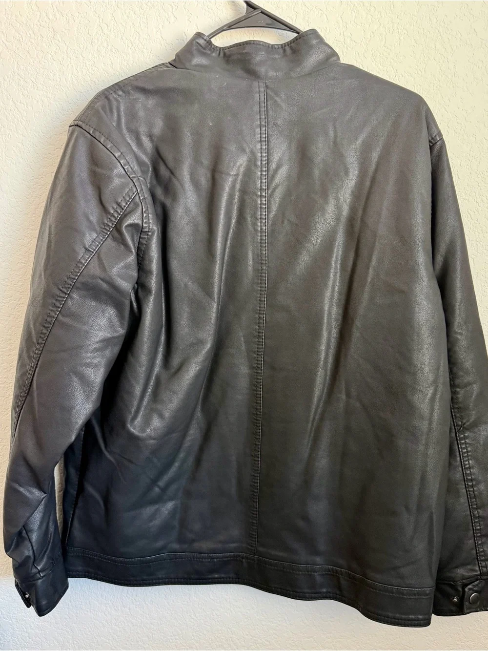 Classic Black Faux Leather Biker Jacket with Buckle Collar